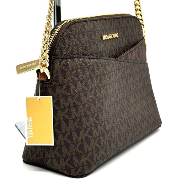 MICHAEL KORS Jet Set Travel Medium Dome Crossbody Bag Brown - Picture 4 of 9